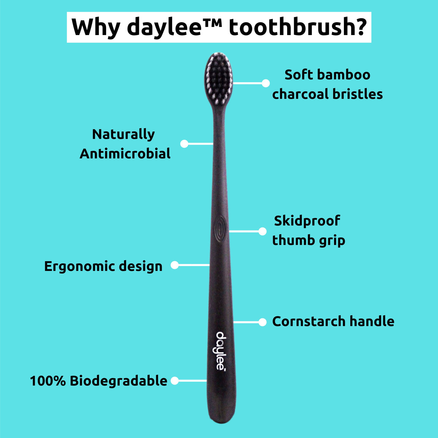 Daylee Eco-friendly Cornstarch Toothbrush (Pack of 2)